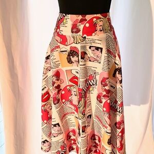 Belle Poque comic strip midi skirt. Size M